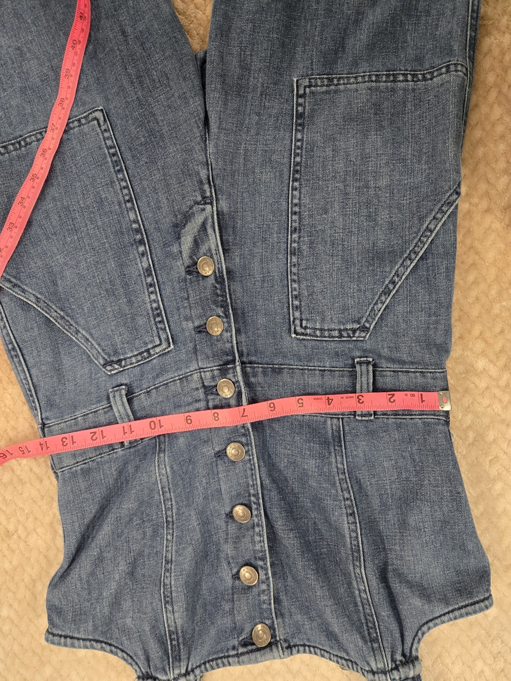 Aerie Denim Wide Leg Jumpsuit Small Button Front Utility Pocket Overalls - Picture 8 of 15